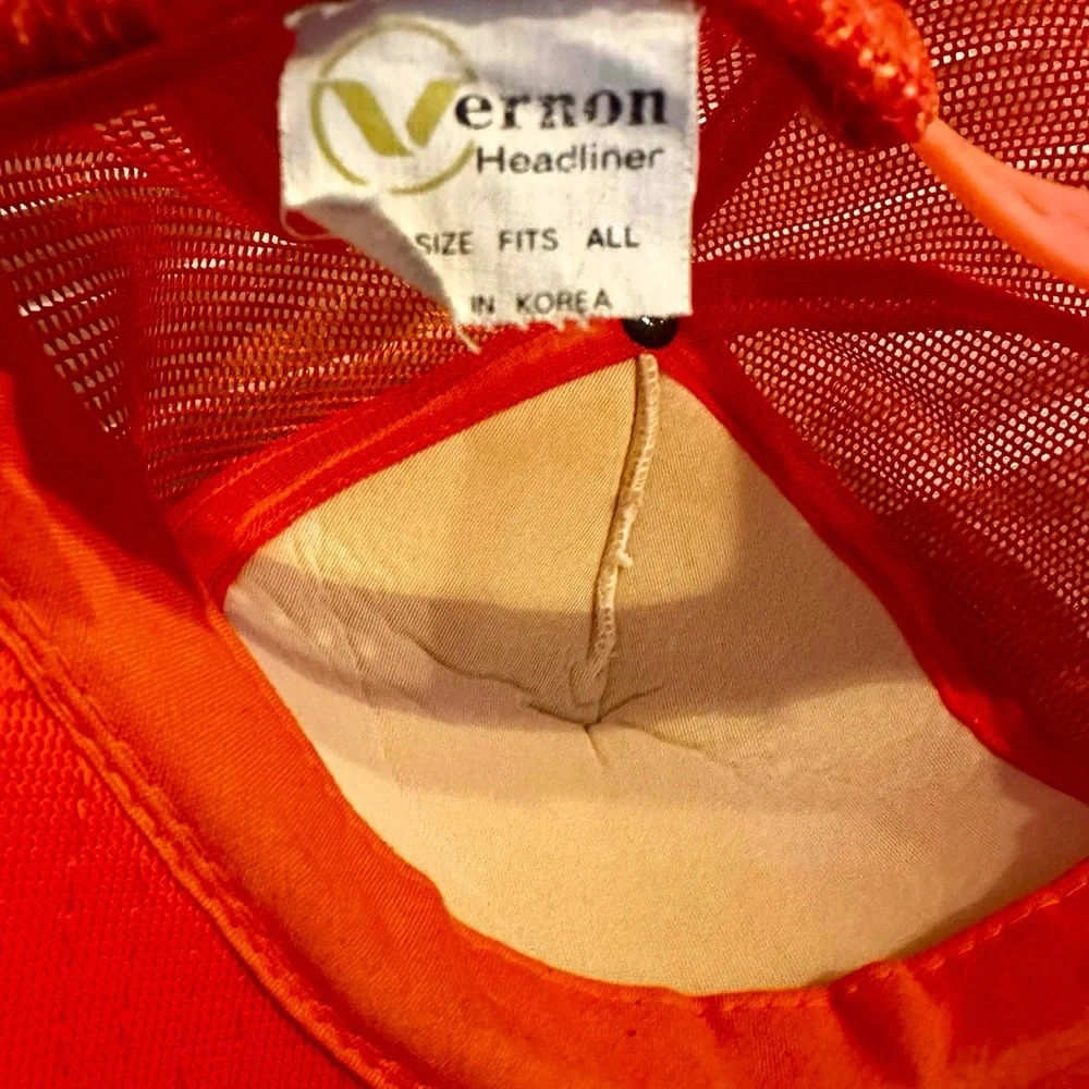 Vintage White and Orange Trucker Party Hat